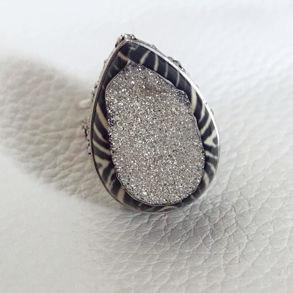 🛑❌SOLD❌🛑Sajen Offerings Zebra Druzy ring in size